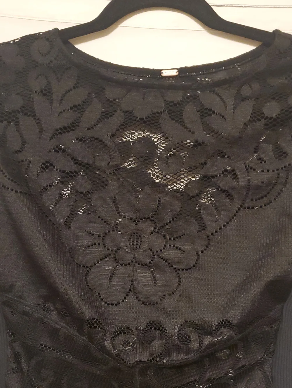 Free People Wild Roses Black Lace Top Hook Eye Cuff Med Punk Emo Coquette Boho